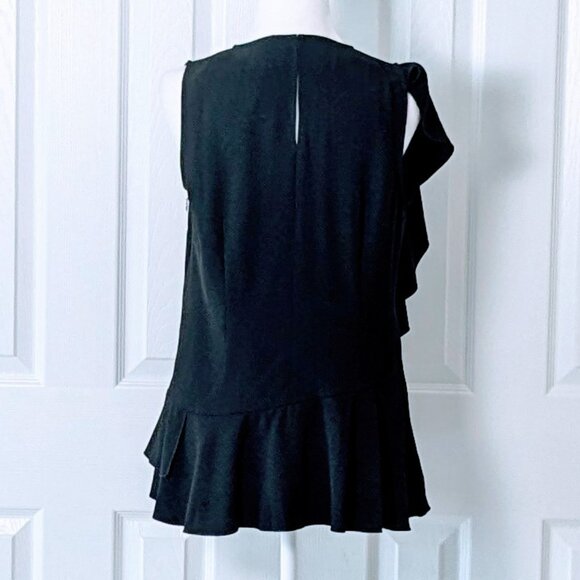 ANN TAYLOR Women's Sleeveless Ruffle Accent Blouse Top  Size S  Black  NWT - Picture 2 of 10